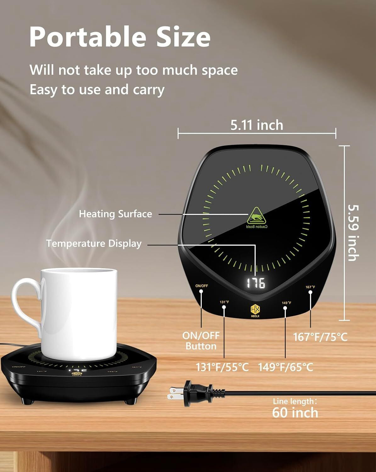 Coffee Mug Warmer with Hot Plate - Auto Shut off Self Heating Coffee Cup Warmer