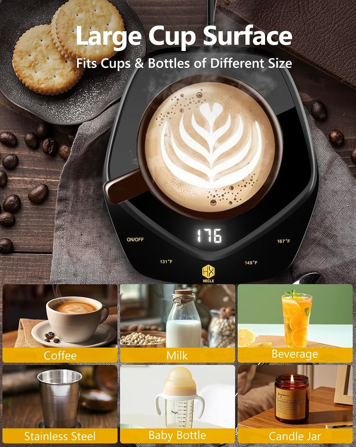 Coffee Mug Warmer with Hot Plate - Auto Shut off Self Heating Coffee Cup Warmer