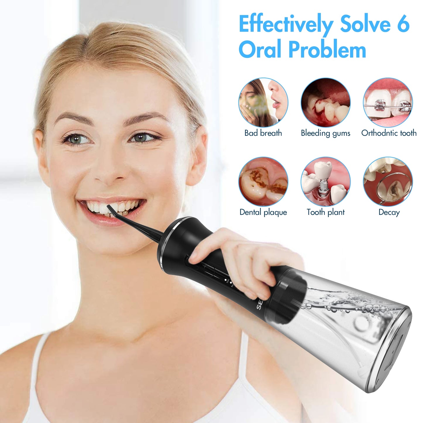 Dental Water Flosser Portable 350Ml Oral Irrigator USB Rechargeable 5 Modes Teeth Cleaner Toothbrush Oral Hygiene Clean