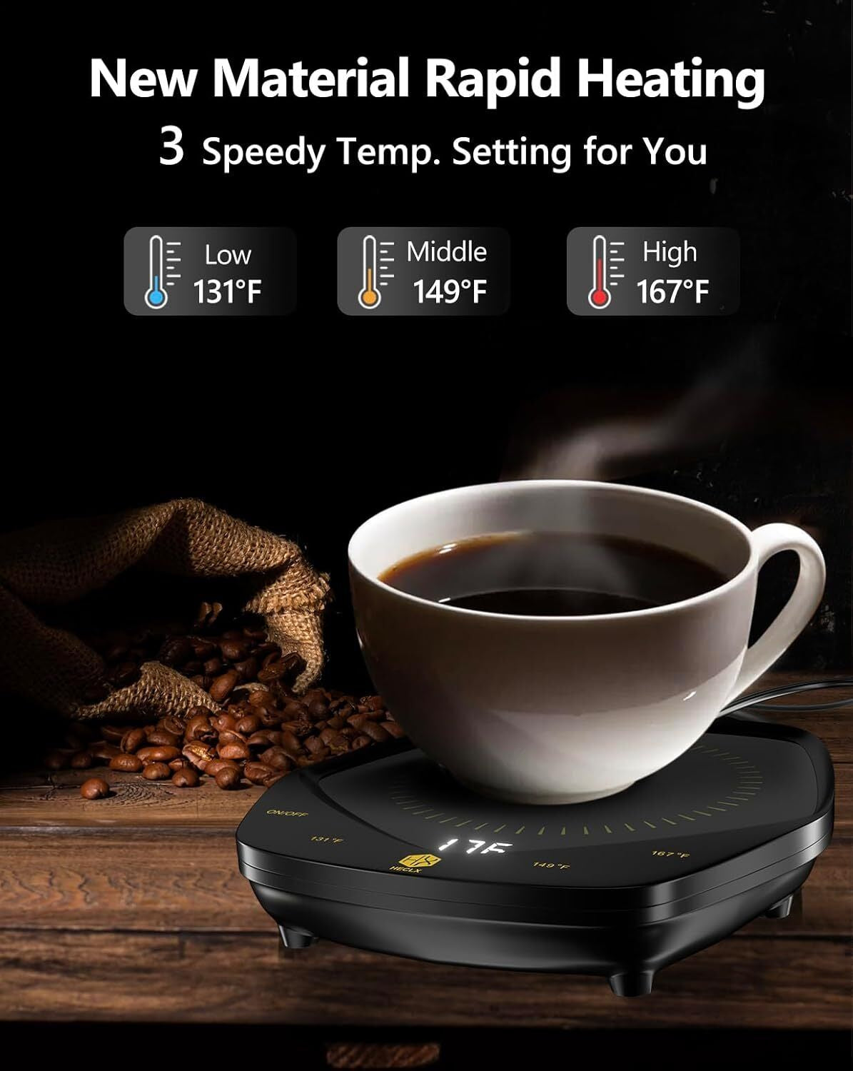 Coffee Mug Warmer with Hot Plate - Auto Shut off Self Heating Coffee Cup Warmer