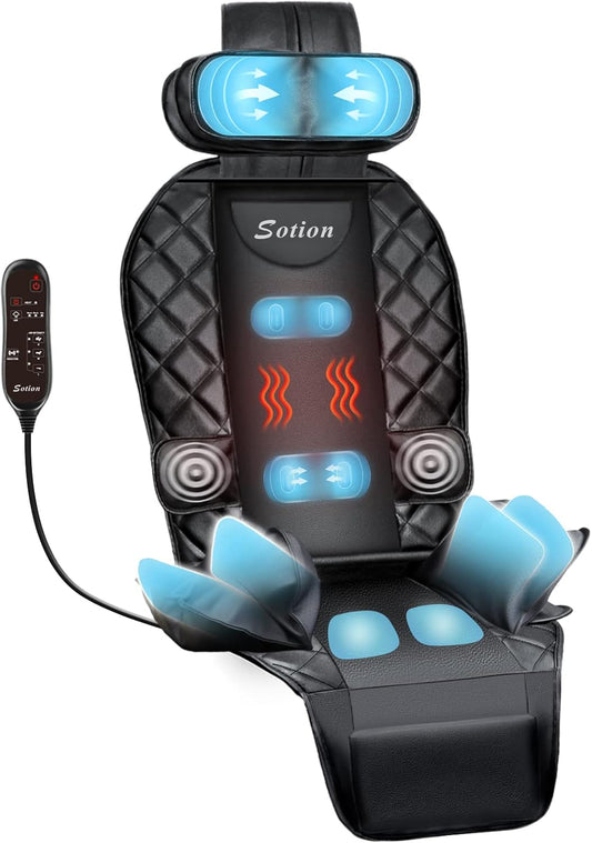 Back Massager with Heat, Vibrating Massage Chair Pad for Home or Office Use, Height Adjustable Massage Seat Helps Relieve Stress and Fatigue for Neck, Back, Waist and HIPS