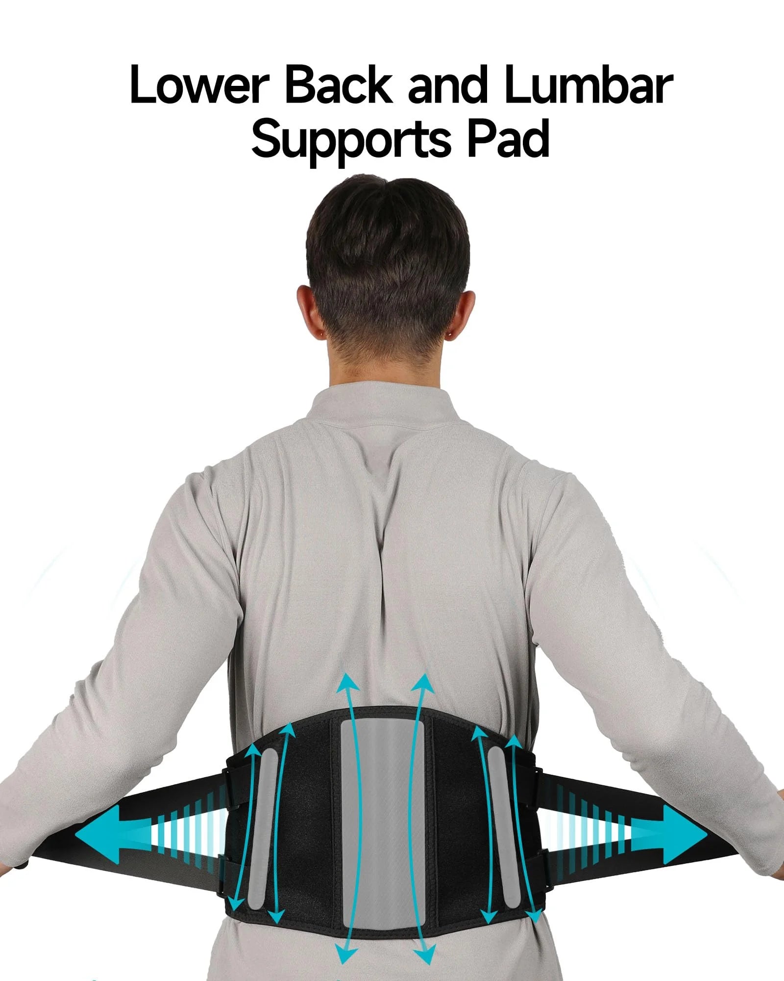 Cordless Heating Pad Lower Back Brace Massager with Heat - Rechargeable Heating Belt, 3 Heating Levels & 5 Massage Mode, Gifts, 53Inch (Black)