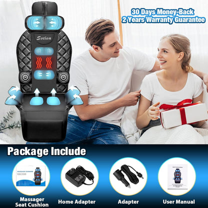 Back Massager with Heat, Vibrating Massage Chair Pad for Home or Office Use, Height Adjustable Massage Seat Helps Relieve Stress and Fatigue for Neck, Back, Waist and HIPS
