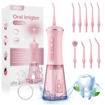 Dental Water Flosser Portable 350Ml Oral Irrigator USB Rechargeable 5 Modes Teeth Cleaner Toothbrush Oral Hygiene Clean