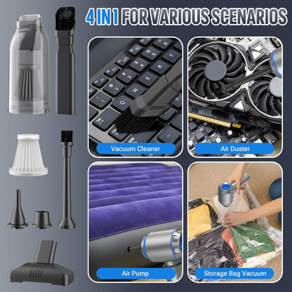 Mini Vacuum Cleaner, 2 in 1 21000PA Brushless Car Vacuum &210000RPM Air Duster 9000Mah Battery Air Blower Wireless Handheld Vacuum for Car,Office and Home Cleaning