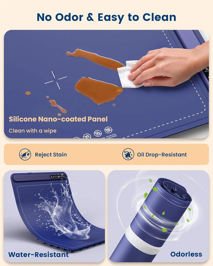 Food Warming Mat, Foldable Roll up Silicone Electric Warming Tray with 4 Level Temperature for Parties Home Travel