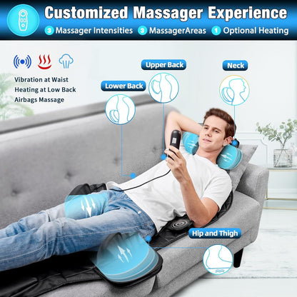 Back Massager with Heat, Vibrating Massage Chair Pad for Home or Office Use, Height Adjustable Massage Seat Helps Relieve Stress and Fatigue for Neck, Back, Waist and HIPS