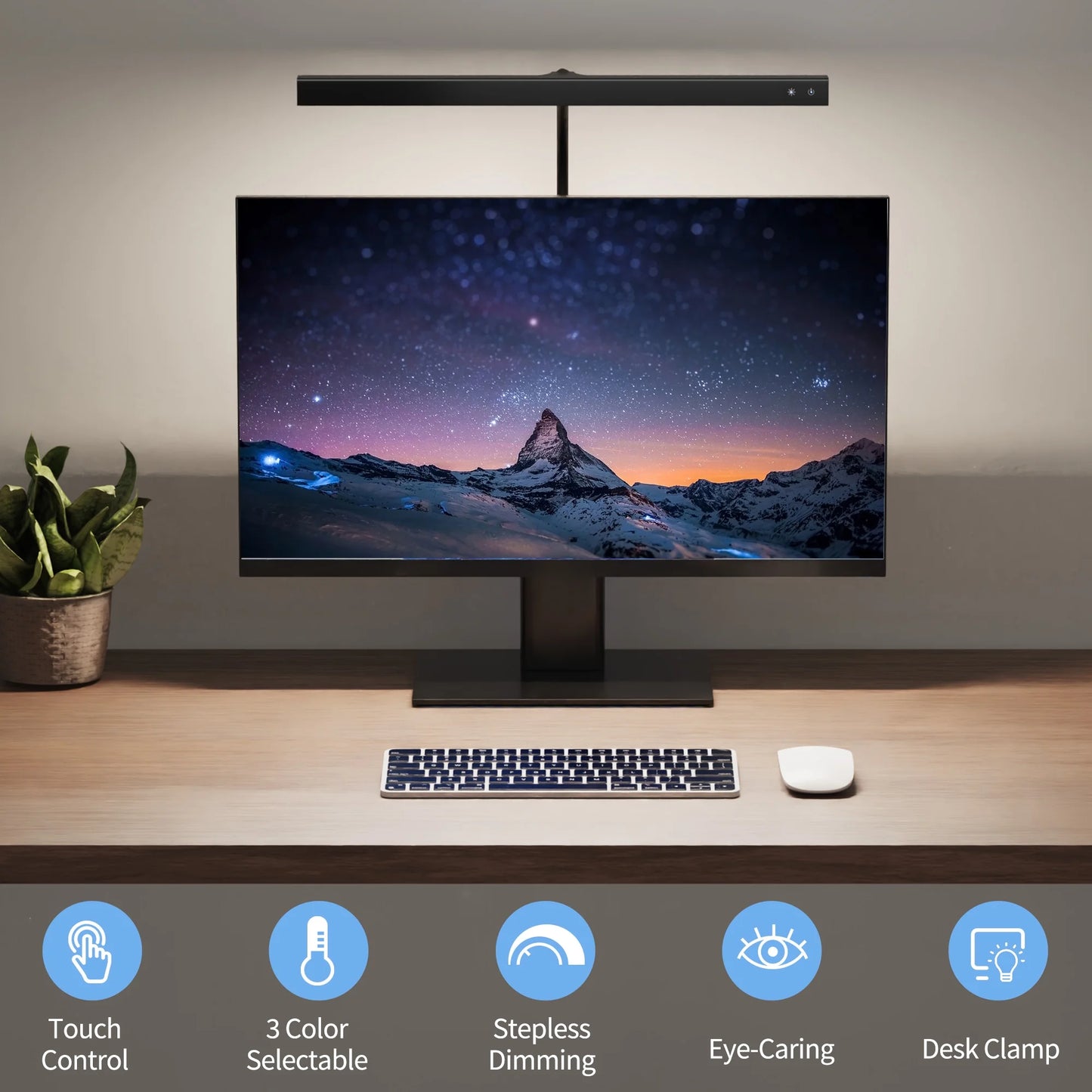 LED Desk Lamp Table Lamp 3 Color Modes Desk Lighting with Stepless Dimming Touch Control USB Clamp Lamp