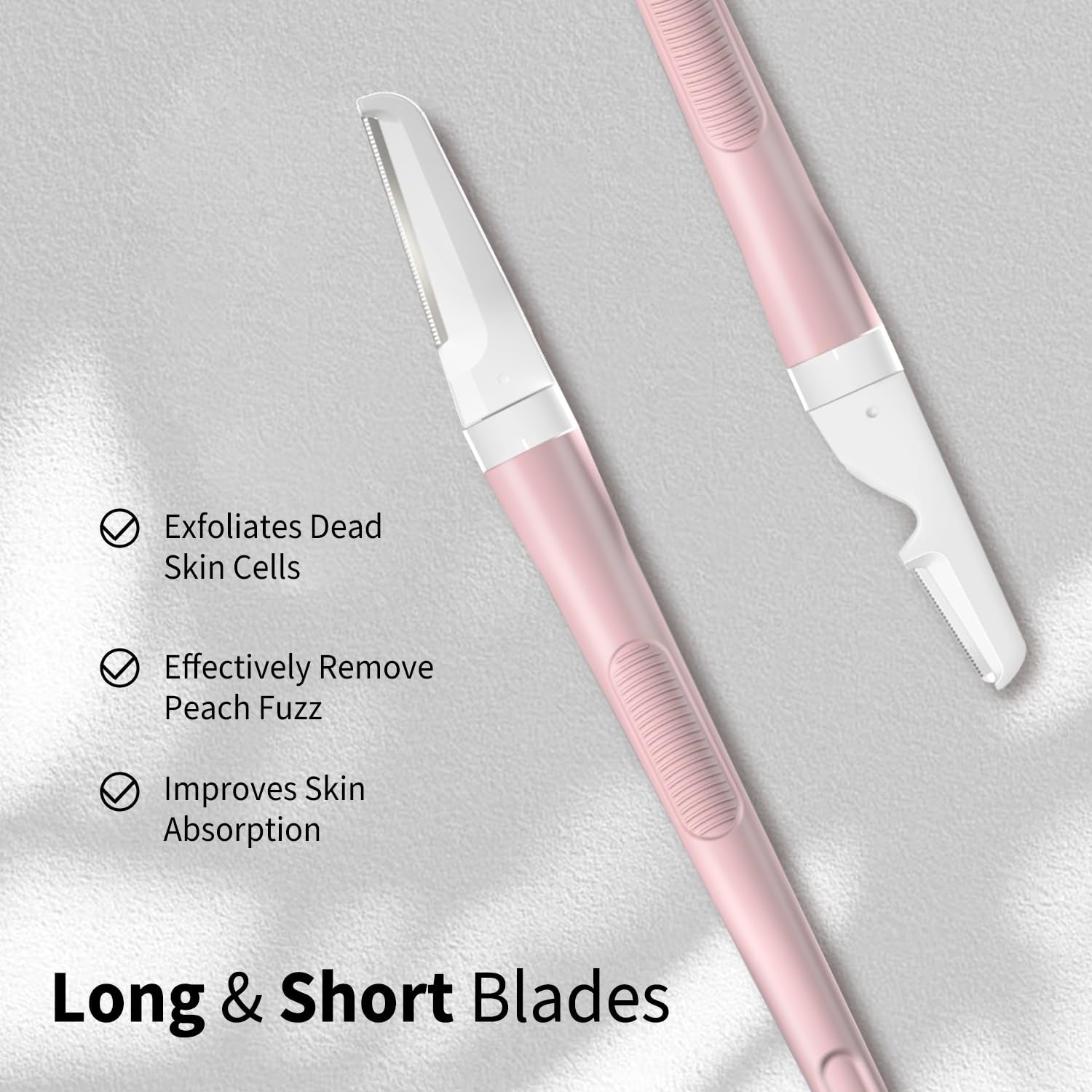 Face Razors for Women, Dermaplane Razor for Women Face, Eyebrow Razor, Facial Razors, Dermaplaning Tool, Reusable Metal Handle with 8 Microblades for Sensitive Skin, Peach Fuzz Remover, Pink