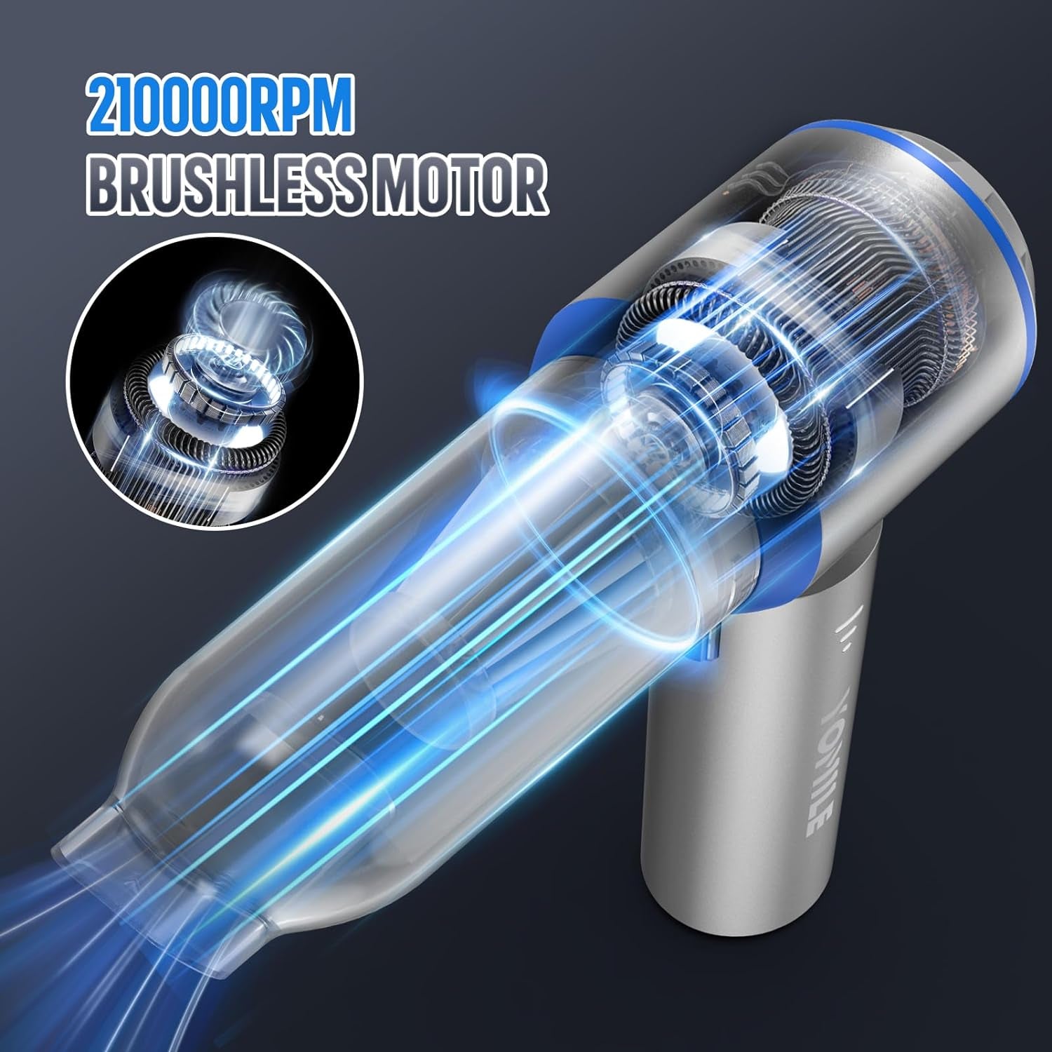 Mini Vacuum Cleaner, 2 in 1 21000PA Brushless Car Vacuum &210000RPM Air Duster 9000Mah Battery Air Blower Wireless Handheld Vacuum for Car,Office and Home Cleaning