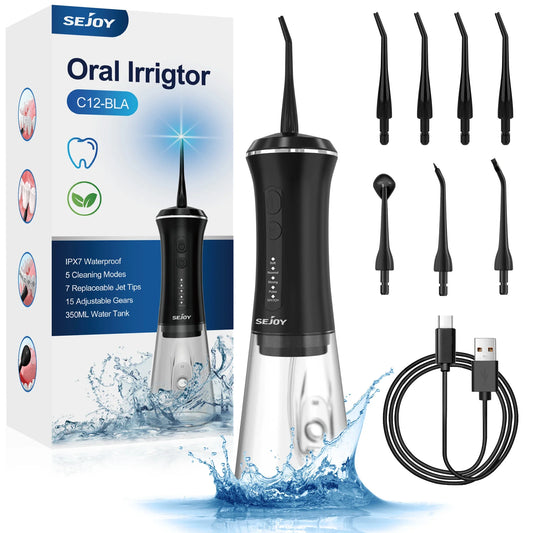Dental Water Flosser Portable 350Ml Oral Irrigator USB Rechargeable 5 Modes Teeth Cleaner Toothbrush Oral Hygiene Clean