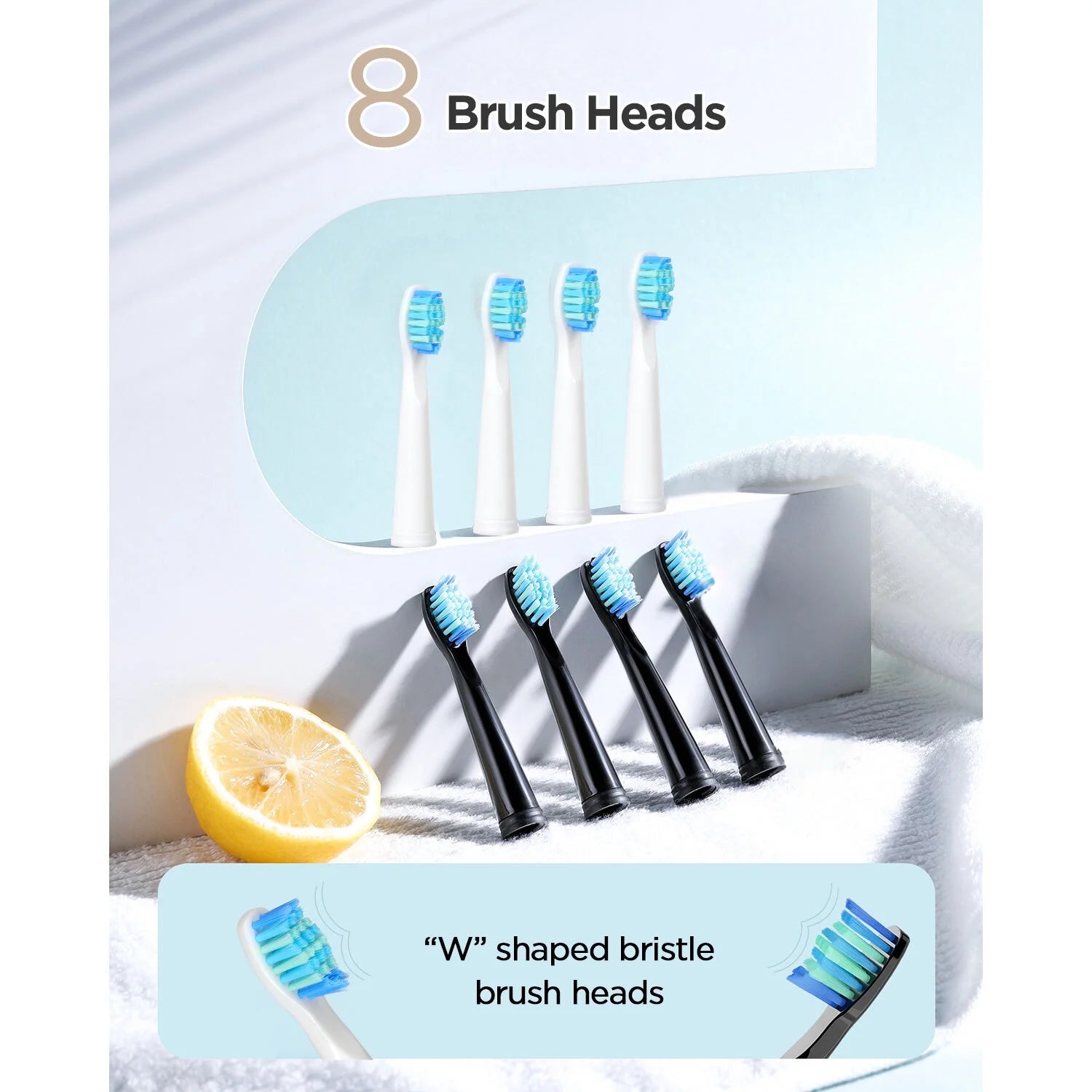 2Packs Electric Toothbrush for Adult,Sonic Toothbrushs Set with 2 Travel Case 5 Modes 8 Replaceable Heads 2 Minutes Smart Timer IPX7 Waterproof,Black & White