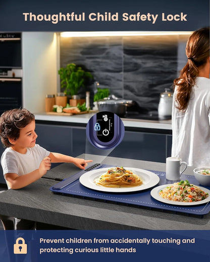 Food Warming Mat, Foldable Roll up Silicone Electric Warming Tray with 4 Level Temperature for Parties Home Travel