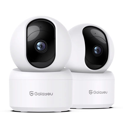 2K Indoor Security Camera, 360 Degree 2.4G Wifi Camera for Baby/Elder/Nanny with 24/7 SD Card Storage, Works with Alexa