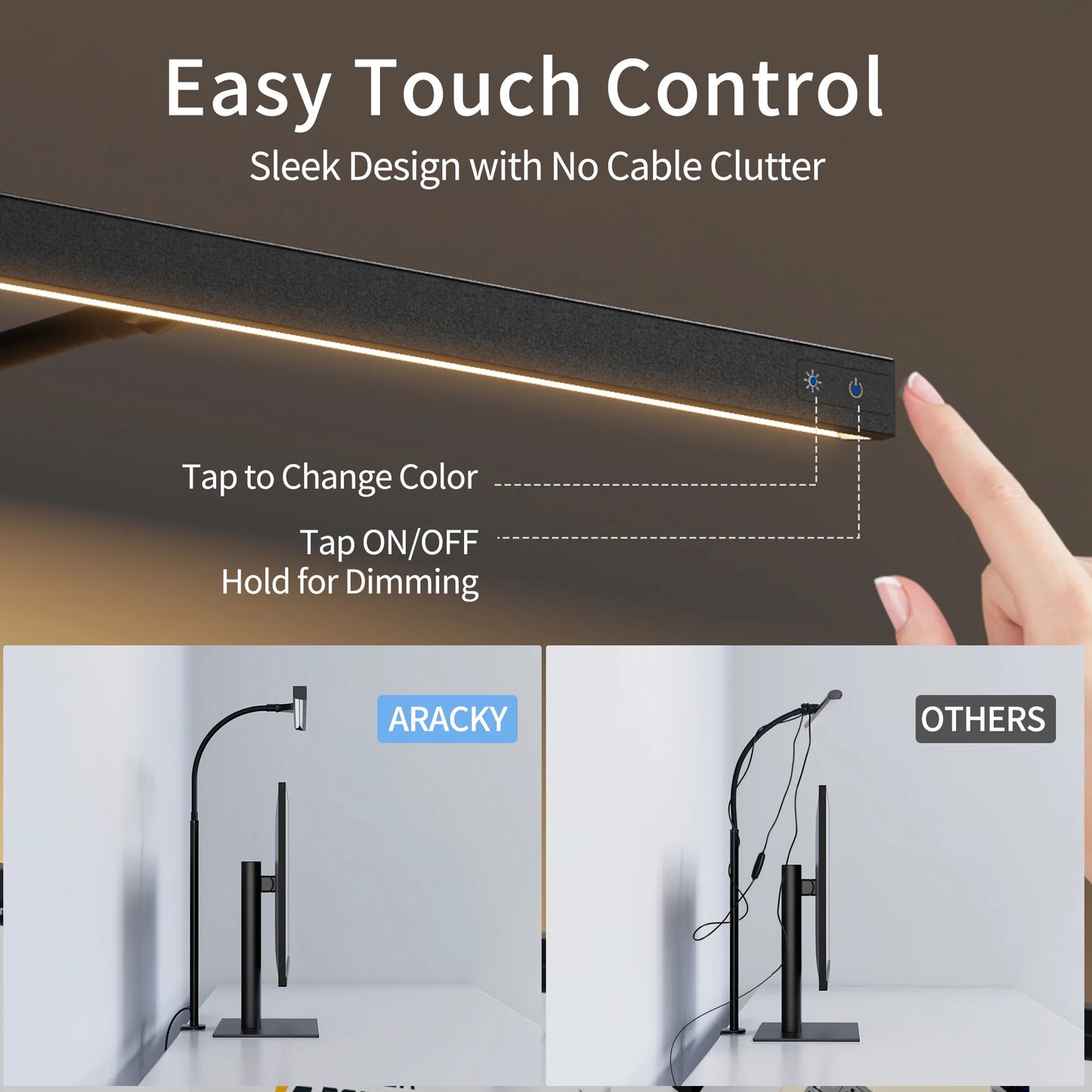 LED Desk Lamp Table Lamp 3 Color Modes Desk Lighting with Stepless Dimming Touch Control USB Clamp Lamp