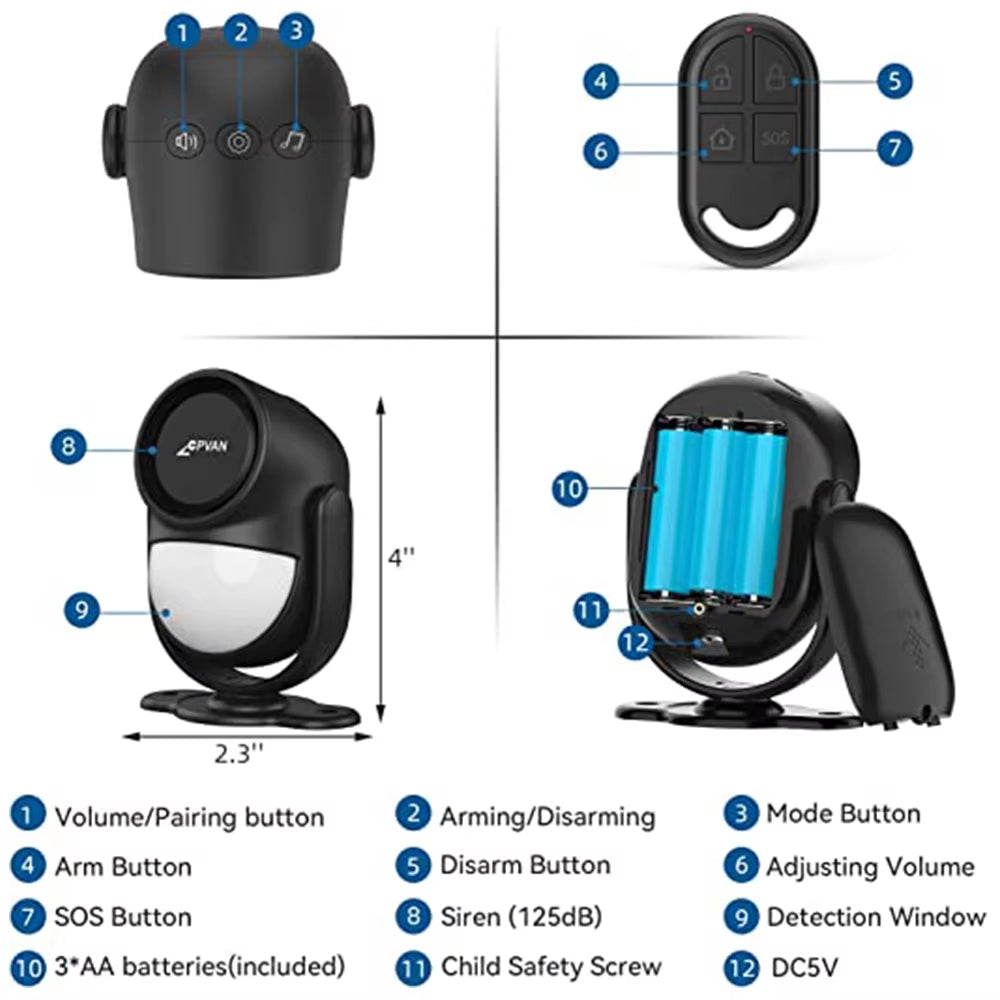 Wireless 433Mhz Infrared Detector Motion Sensor Alarm with Remote Control Home Security Burglar Motion Detector 125Db
