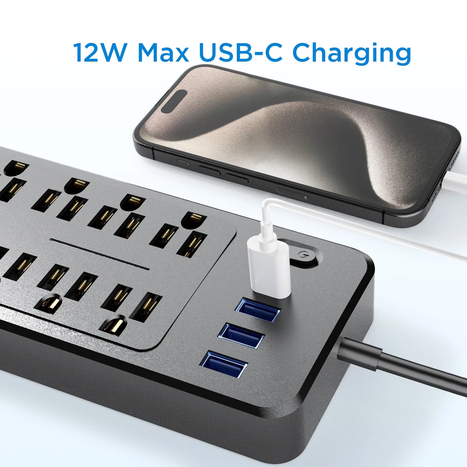10 Outlets Power Strip 4Ft Cord,Surge Protector,With 4 USB Ports,Black,2 Pack