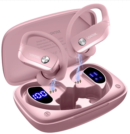 VEAT00L: Wireless Earbuds Bluetooth Headphone Sport, Bluetooth 5.4 Earbud, 72Hrs Earphone with Earhook, Noise Cancelling Mic, IP7 Waterproof Headset for Workout/Running