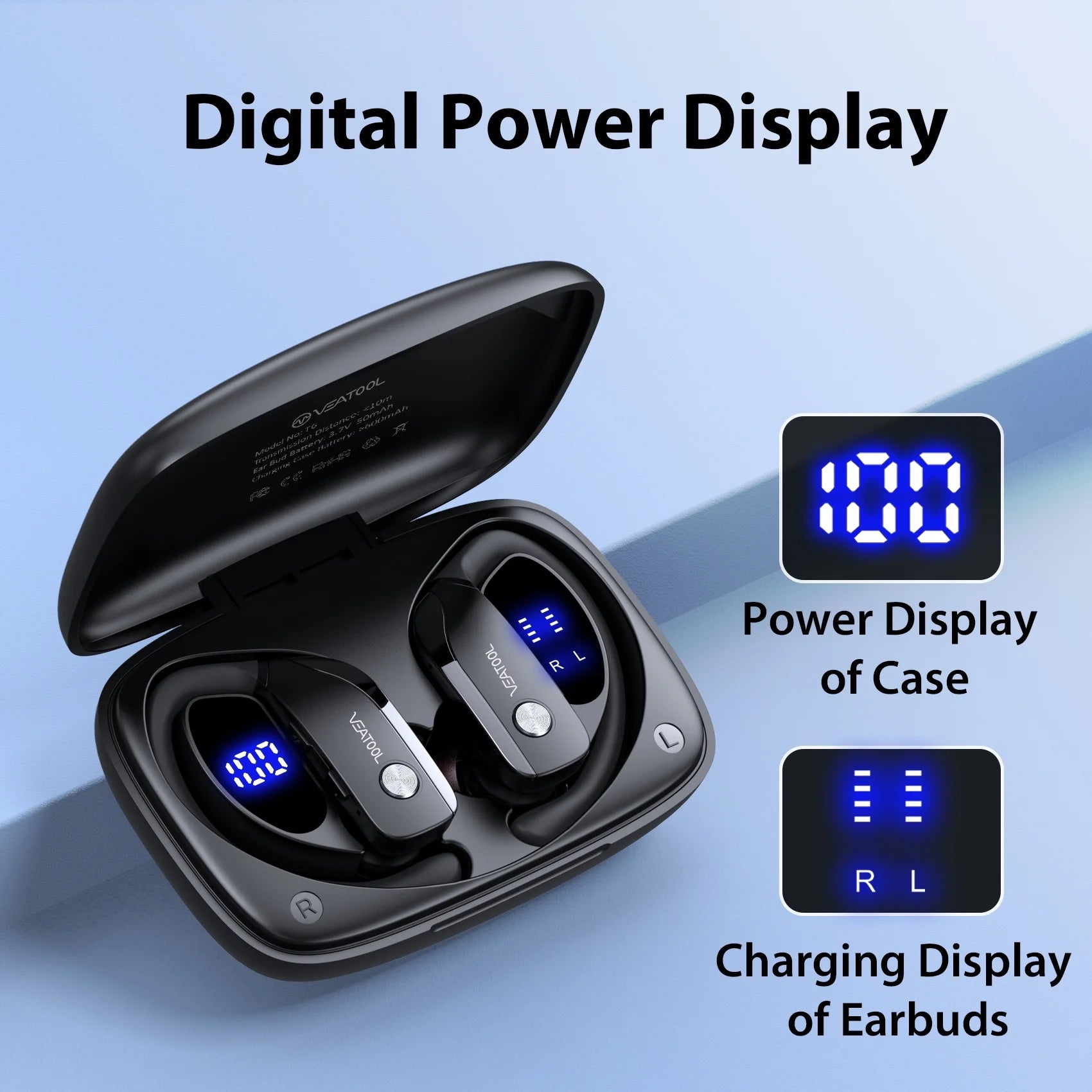 Wireless Earbuds Bluetooth Headphone Sport, Bluetooth 5.4 Earbud, 72Hrs Earphone with Earhook, Noise Cancelling Mic, IP7 Waterproof Headset for Workout/Running