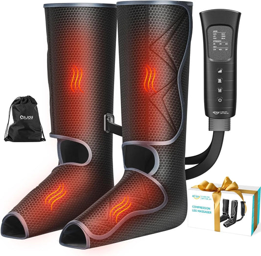 Leg Compression Boots Massager for Circulation and Pain Relief ,Leg Air Compression Foot and Calf Massager with Heat, Leg Stimulation Blood Circulation