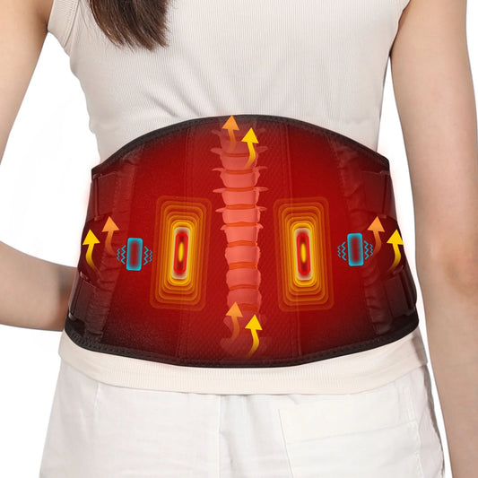Cordless Heating Pad Lower Back Brace Massager with Heat - Rechargeable Heating Belt, 3 Heating Levels & 5 Massage Mode, Gifts, 53Inch (Black)