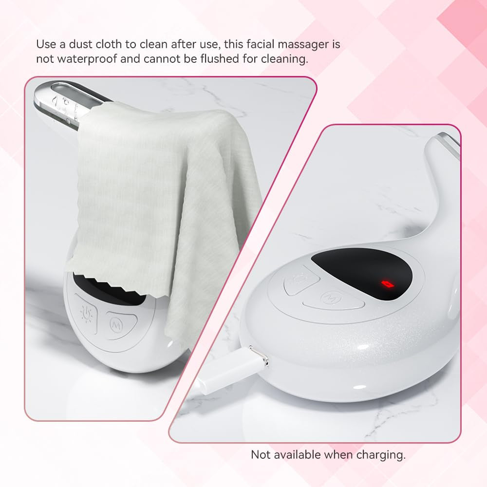 Face Neck Massager, 7-In-1 Face Sculpting Tool, Facial Massager for Skin Care, Face Massager with Vibration（White）