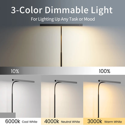 LED Desk Lamp Table Lamp 3 Color Modes Desk Lighting with Stepless Dimming Touch Control USB Clamp Lamp