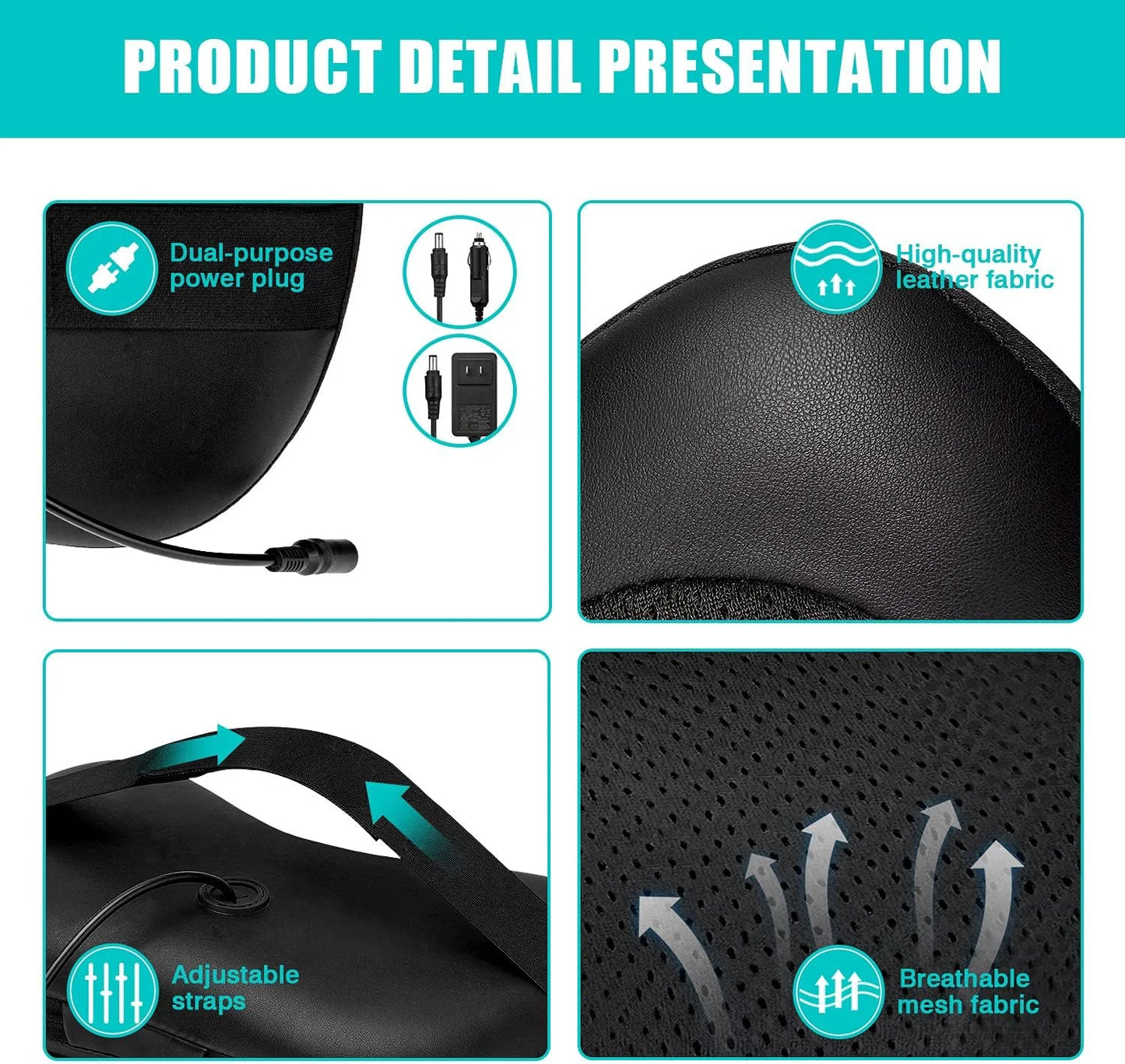 Shiatsu Back and Neck Massager with Heat, Deep Tisctric Massage Pillow for Back,Shoulders,Legs,Foot,Body Musclesue Kneading