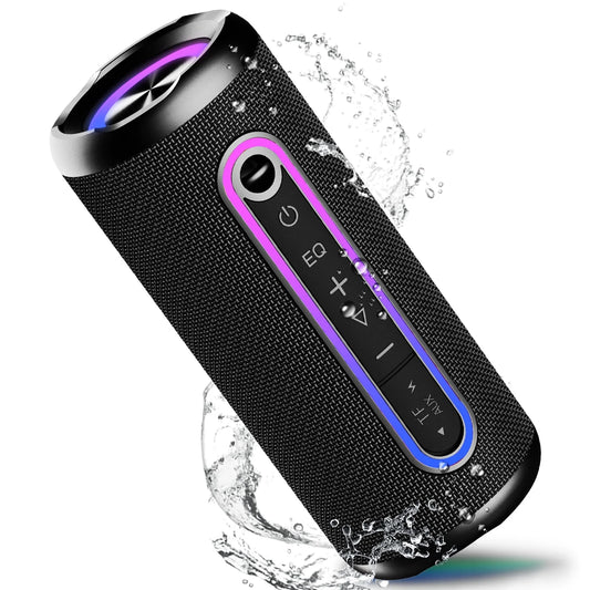 Portable Bluetooth Speaker IPX7 Waterproof Wireless Speaker with 30W Powerful Speaker 30Hrs Playtime Colorful Flashing Lights TWS Wireless Pairing for Outdoor/Party/Beach/Travel/Gifts