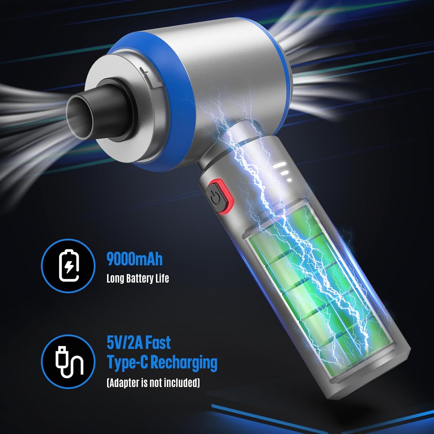 Mini Vacuum Cleaner, 2 in 1 21000PA Brushless Car Vacuum &210000RPM Air Duster 9000Mah Battery Air Blower Wireless Handheld Vacuum for Car,Office and Home Cleaning