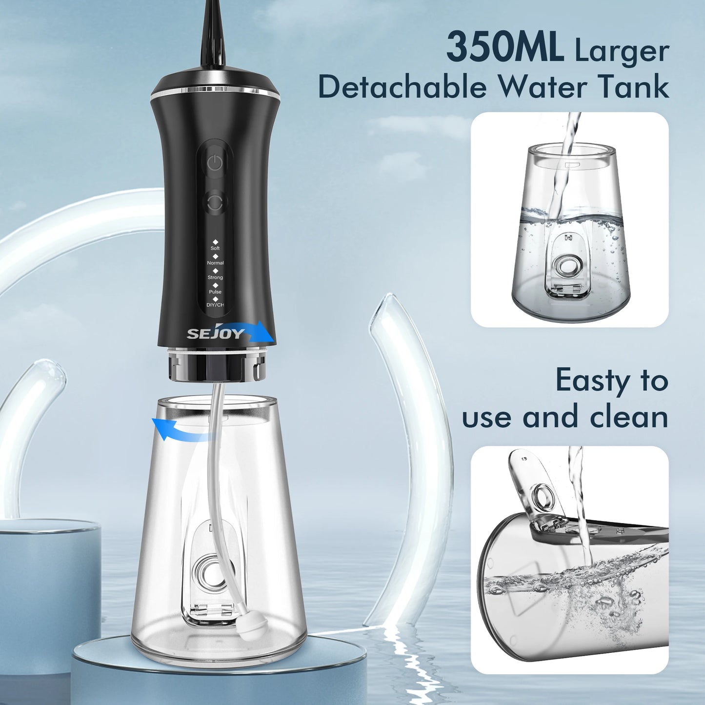 Dental Water Flosser Portable 350Ml Oral Irrigator USB Rechargeable 5 Modes Teeth Cleaner Toothbrush Oral Hygiene Clean