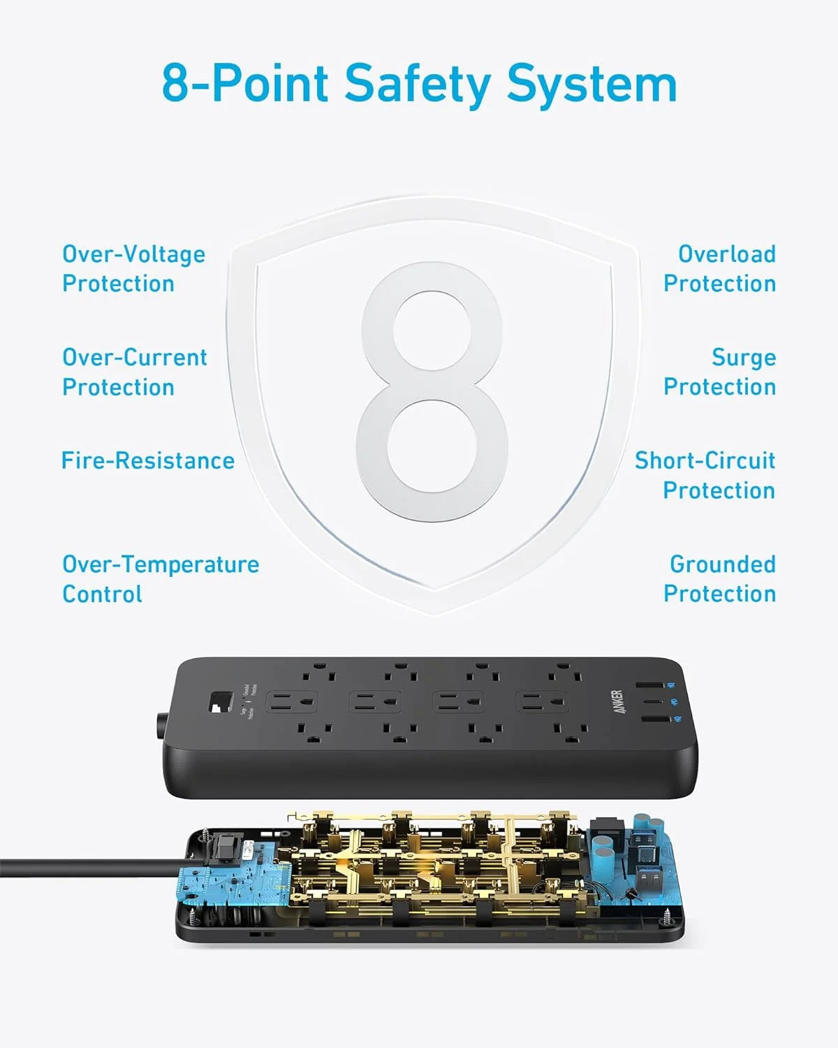 10 Outlets Power Strip 4Ft Cord,Surge Protector,With 4 USB Ports,Black,2 Pack